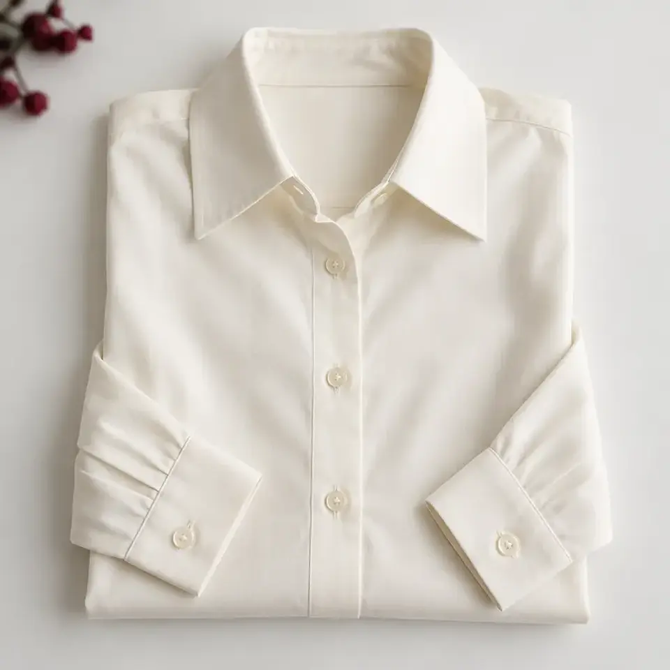 Blusa de popelina marfil con manga 3/4 1