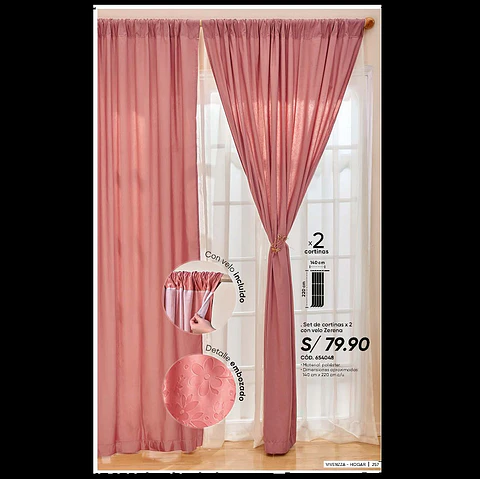 Set de cortinas x 2 con velo Zerena