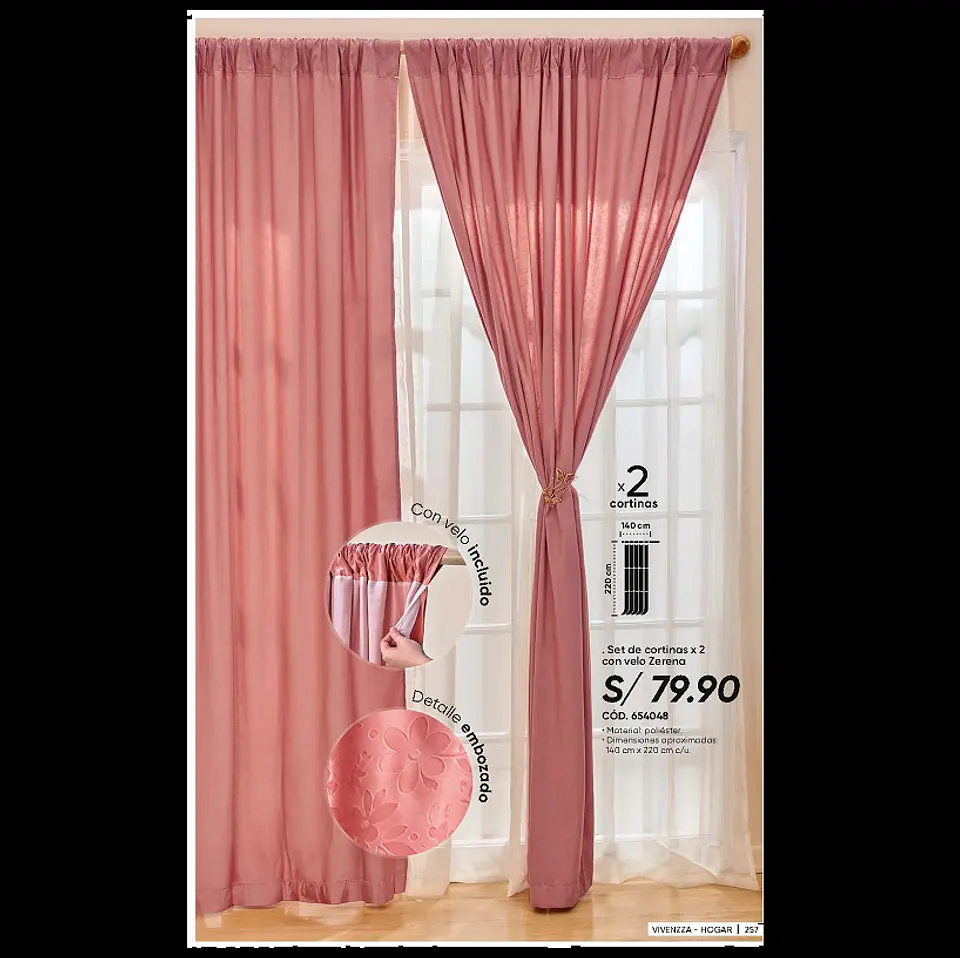 Set de cortinas x 2 con velo Zerena 1