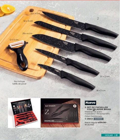 Set de Cuchillos Kunsion con pelador