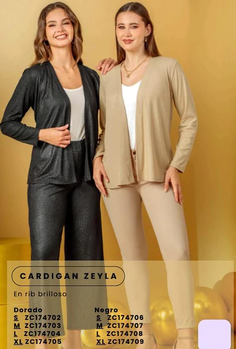 Cardigan Zeila talla M color Dorado  y Negro (Zonia)