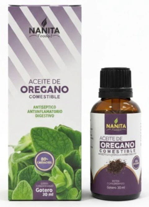 Aceite de Orégano comestible Nanita 30 ML.
