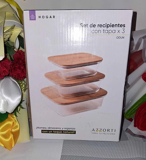 Set de recipentes con tapa x 3 ODUN de Azzorti