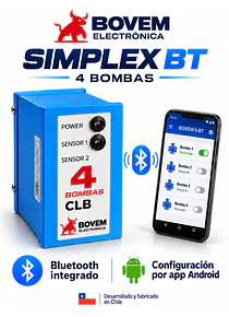 RELÉ DE ALTERNANCIA SECUENCIADOR DE 4 BOMBAS MARCA BOVEM MODELO SIMPLEX BLUETOOTH - INCLUYE BASE PARA RIEL DIN DE 11 PINES