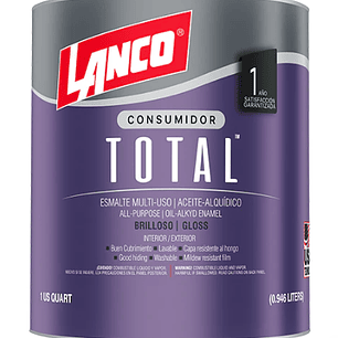 ESMALTE SINTETICO TOTAL BLACK 1/4 GL LANCO