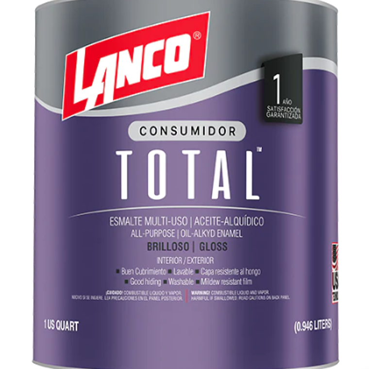 ESMALTE SINTETICO TOTAL BLACK 1/4 GL LANCO 1