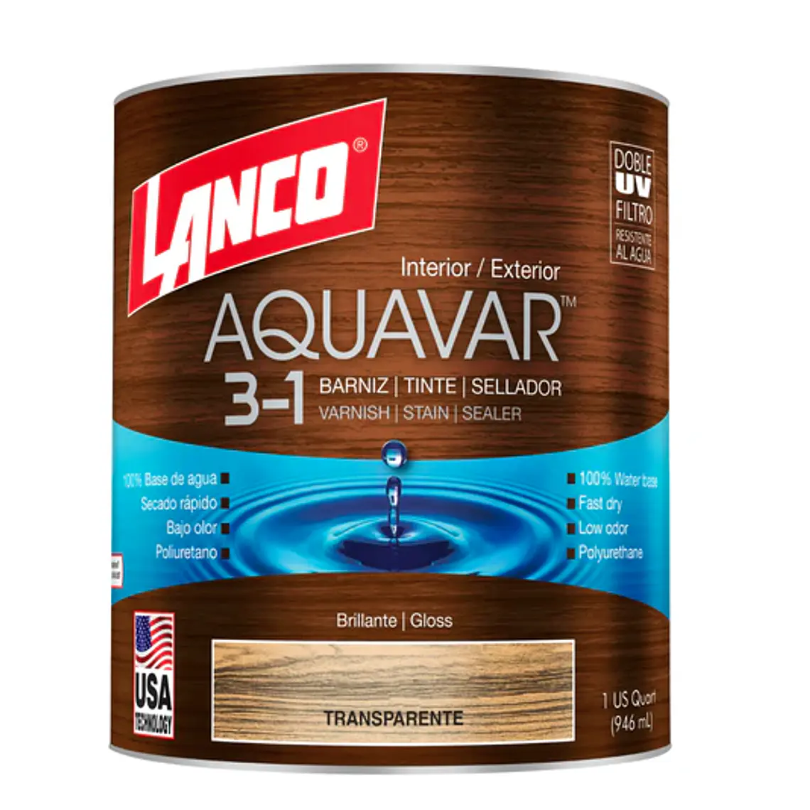Barniz Aquavar Lanco 1/4 galon  2