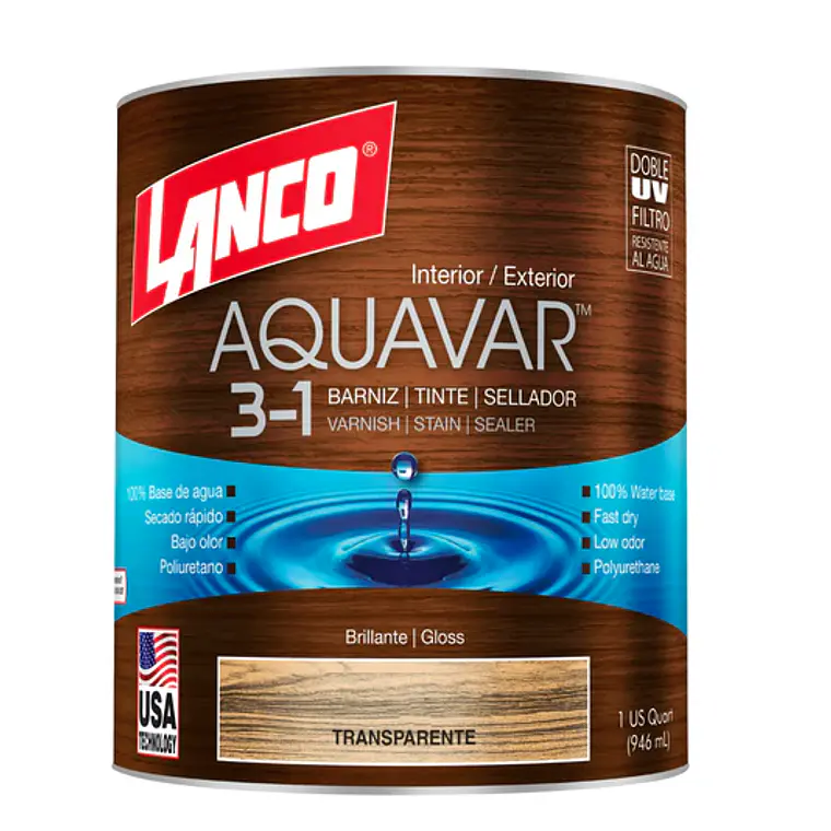 Barniz Aquavar Lanco 1/4 galon  2