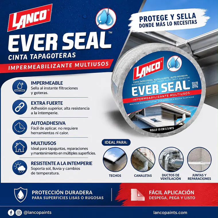 Cinta Tapagotera Everseal Aluminio 10cmx1m Lanco 1