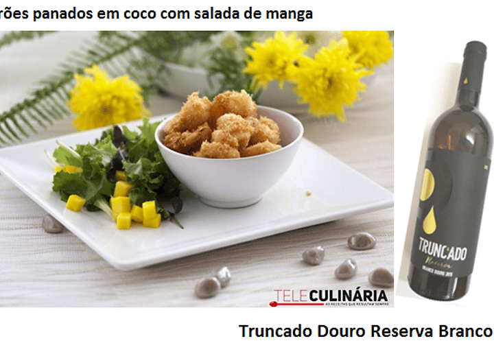 Sugestão do Dia : Camarões panados em coco com salada de manga