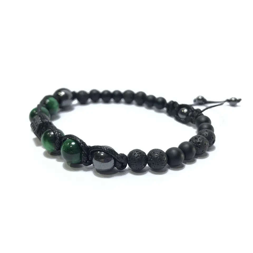 Pulsera Colección Trenzada Ágata/Volcánica & Ojo de Tigre  2