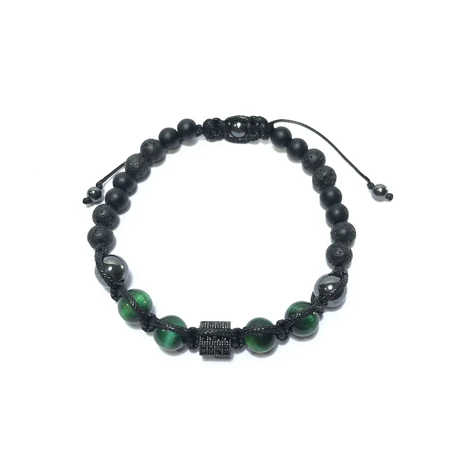 Pulsera Colección Trenzada Ágata/Volcánica & Ojo de Tigre  4
