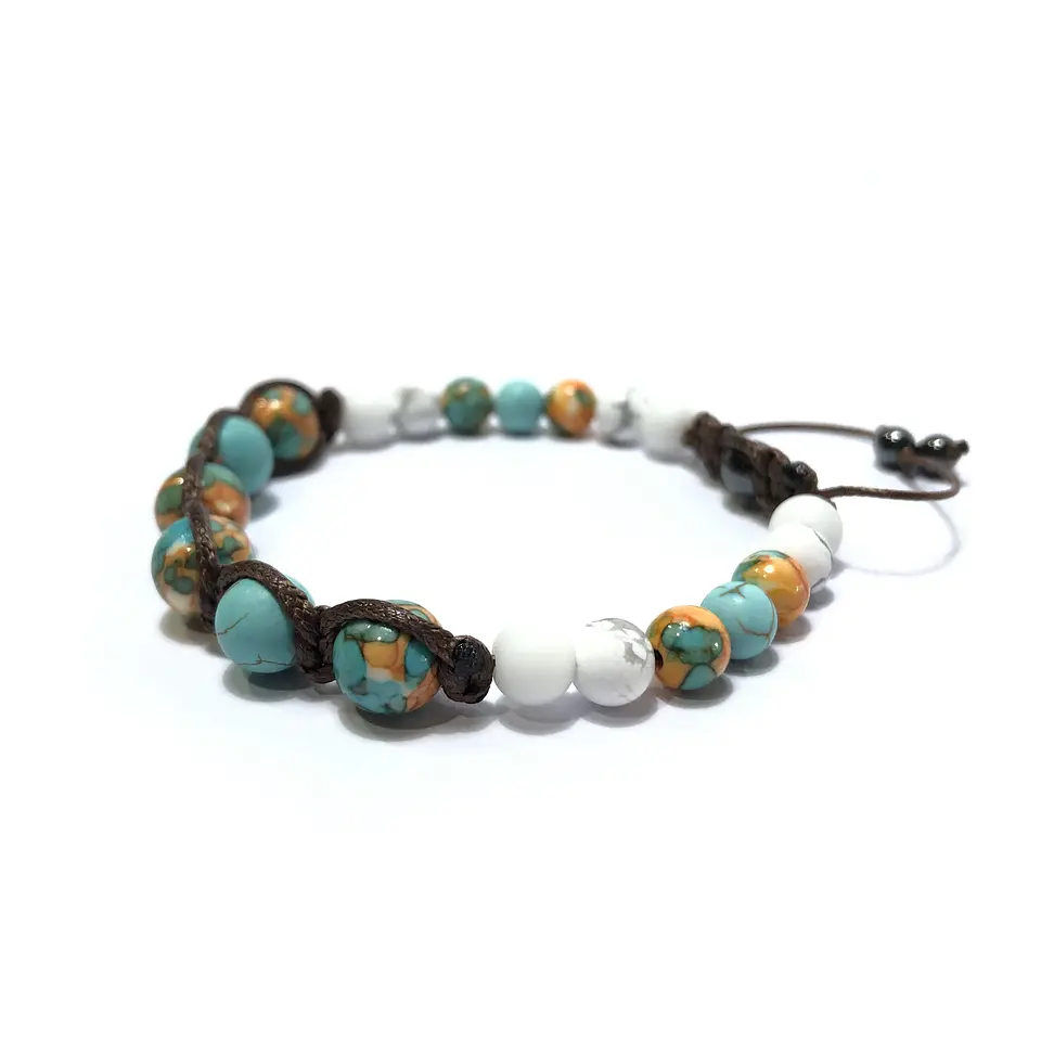 Pulsera Colección Trenzada Turqueza & Howlita. 2