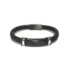 Pulsera Cuero Black Plate 3