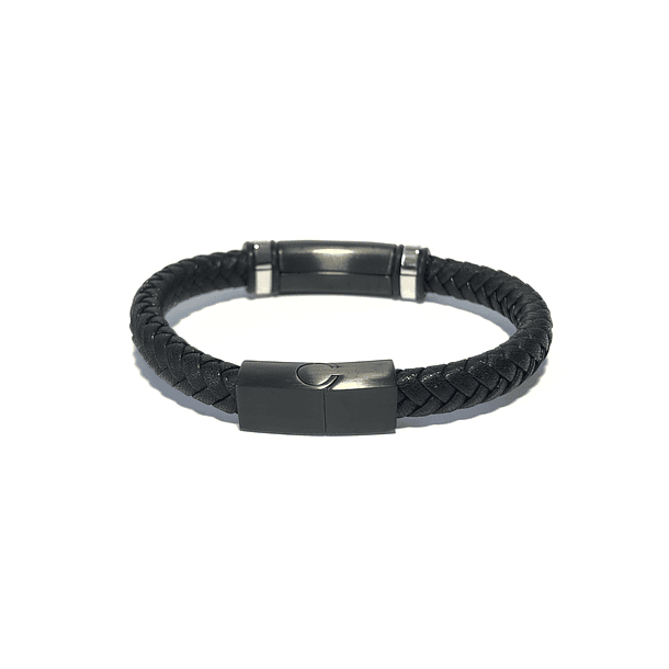 Pulsera Cuero Black Plate 4