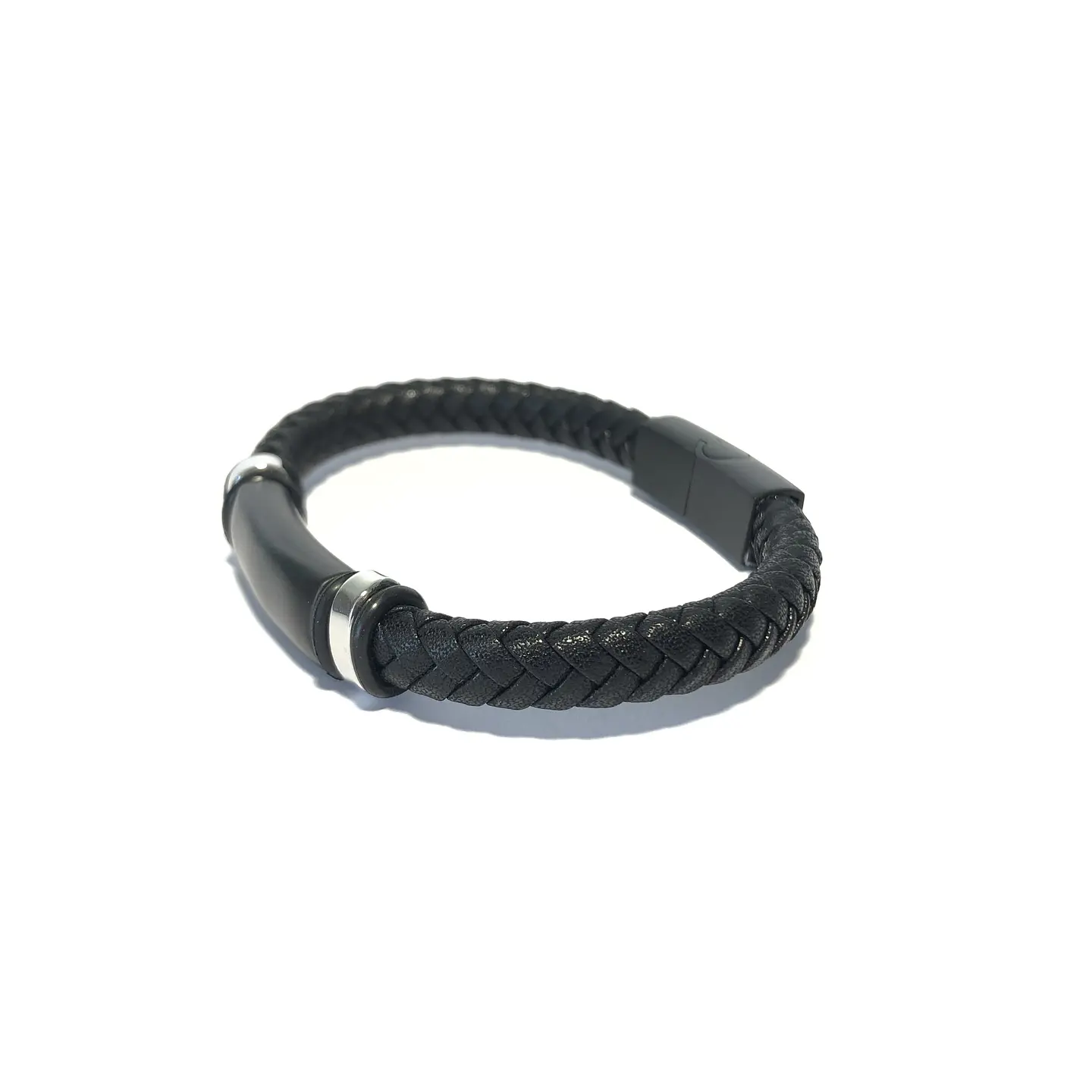 Pulsera Cuero Black Plate 7