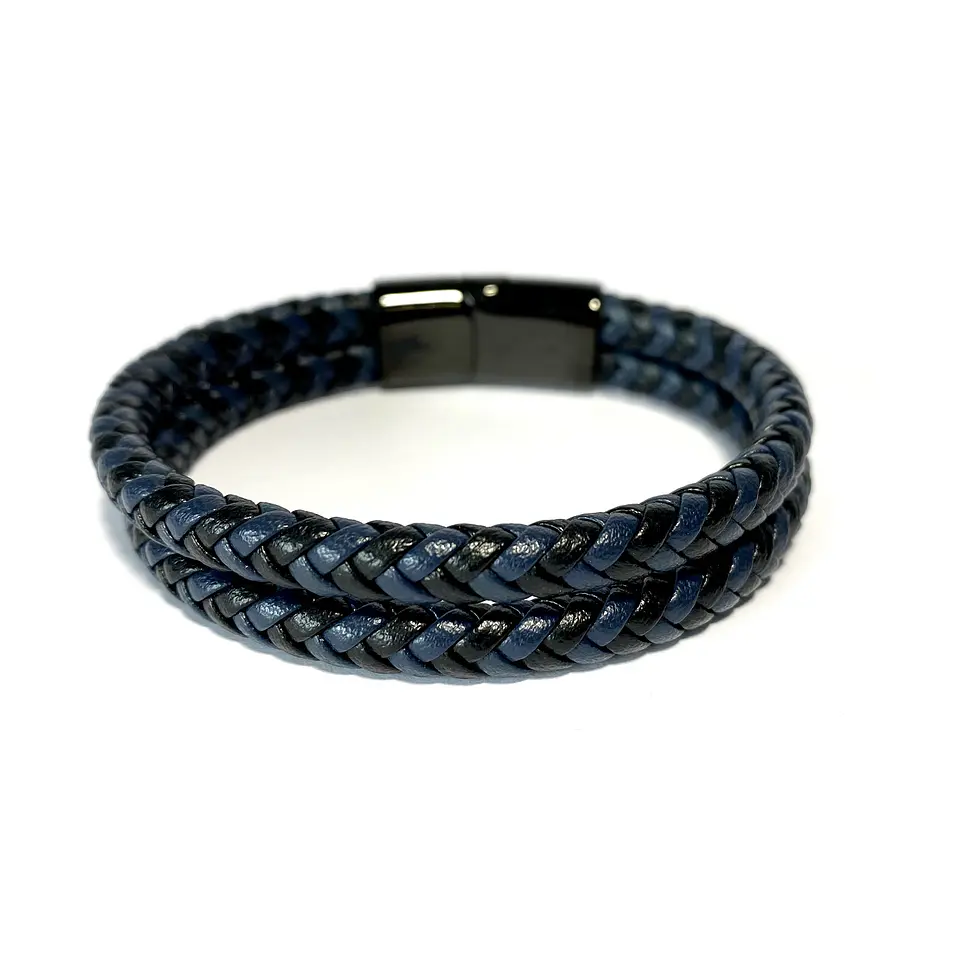 Pulsera Cuero Trenzada doble color 2