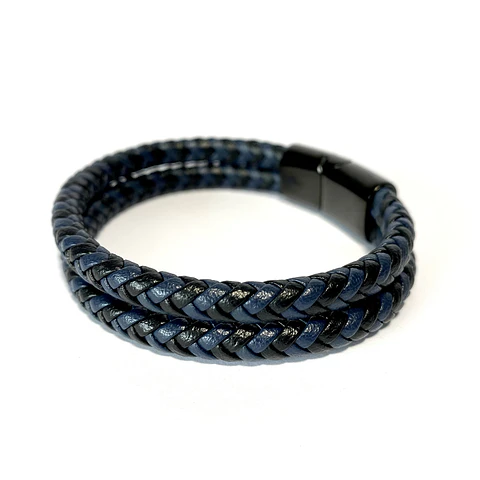 Pulsera Cuero Trenzada doble color