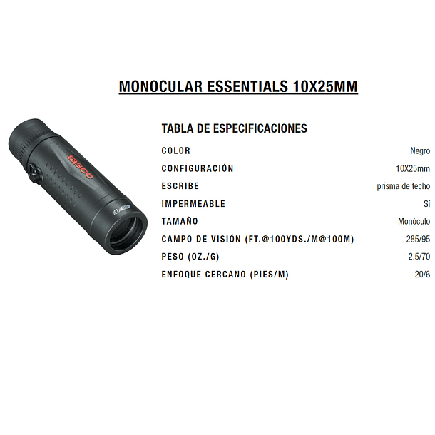 TASCO Monocular Essentials 10x25 5