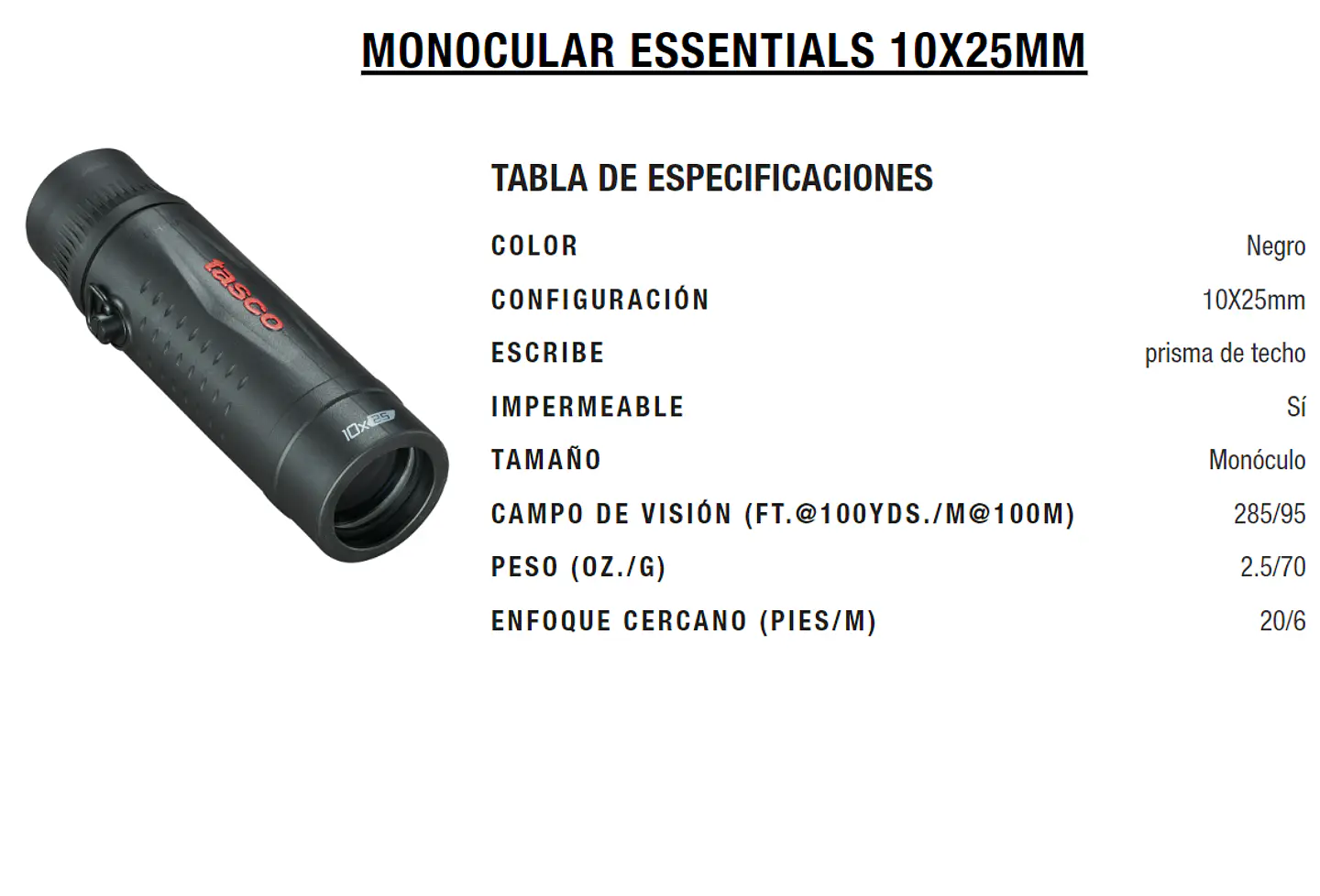 TASCO Monocular Essentials 10x25 5