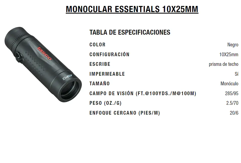 TASCO Monocular Essentials 10x25 5