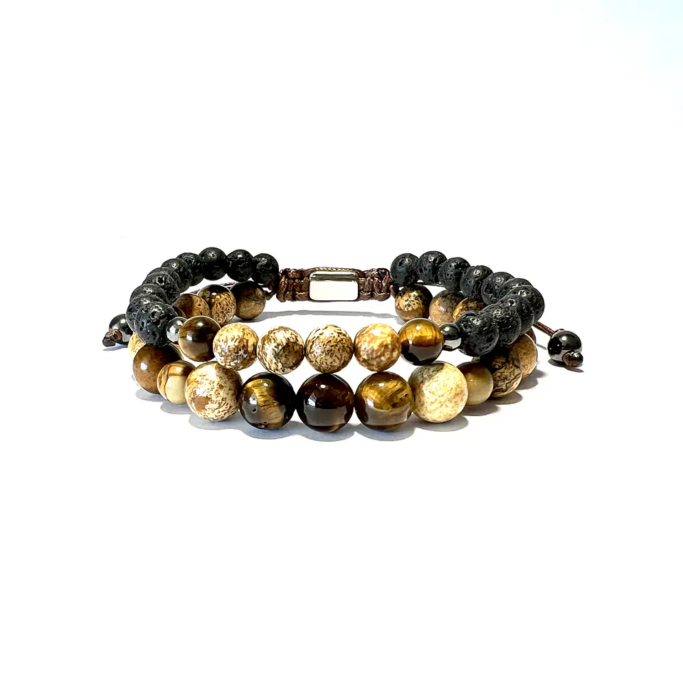Pulsera Doble Colección Jaspe & Volcánica 1