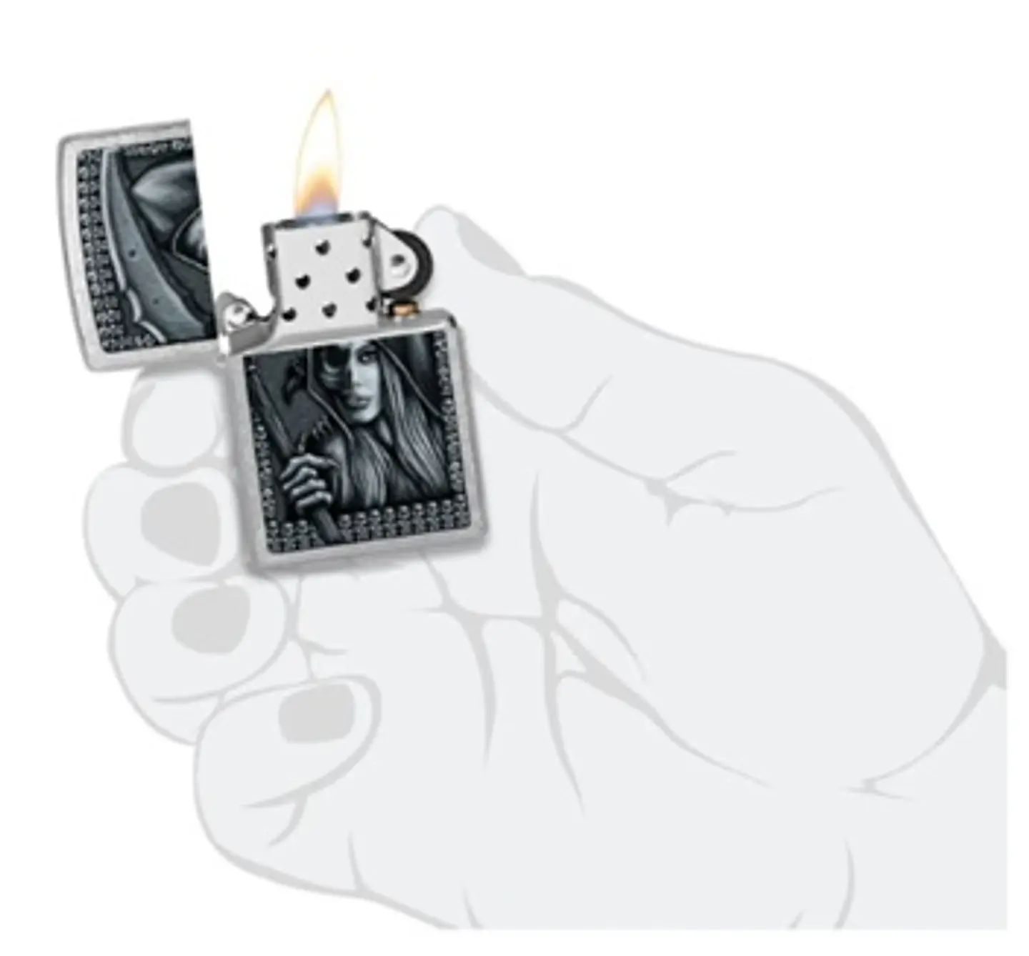 Zippo Grim Beauty Plateado 4