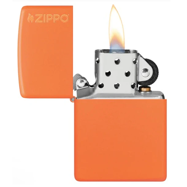 Zippo clásico naranja mate con el logotipo 3