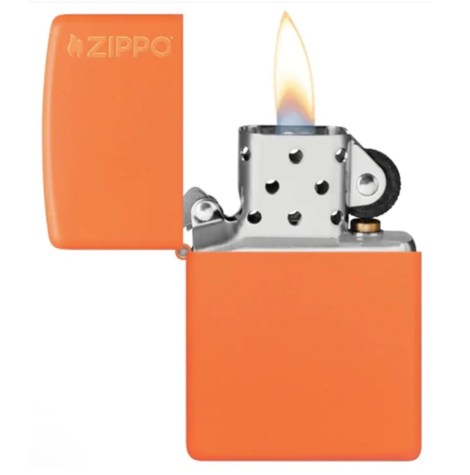 Zippo clásico naranja mate con el logotipo 3