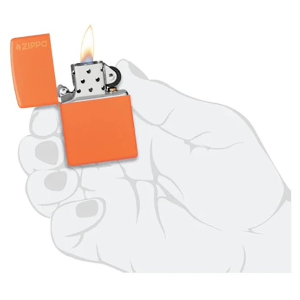 Zippo clásico naranja mate con el logotipo 4