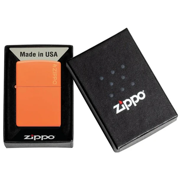 Zippo clásico naranja mate con el logotipo 5