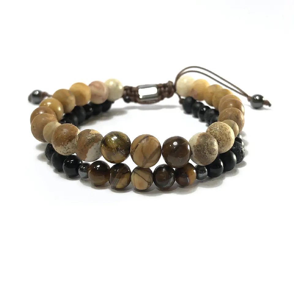 Pulsera Doble Colección Jaspe & Tigre  2