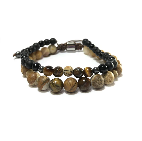 Pulsera Doble Colección Jaspe & Tigre 