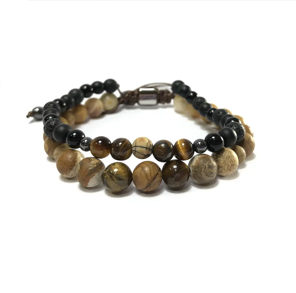Pulsera Doble Colección Jaspe & Tigre  1