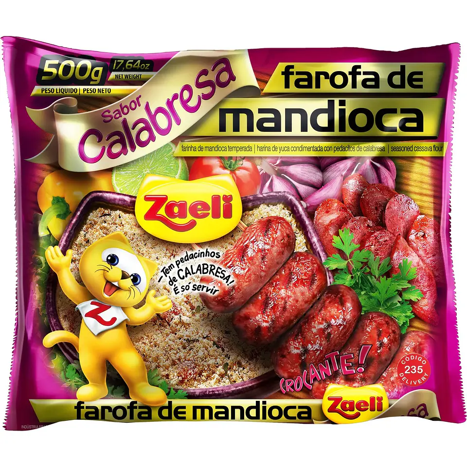 Farofa Mandioca Calabresa Zaeli 500g 1