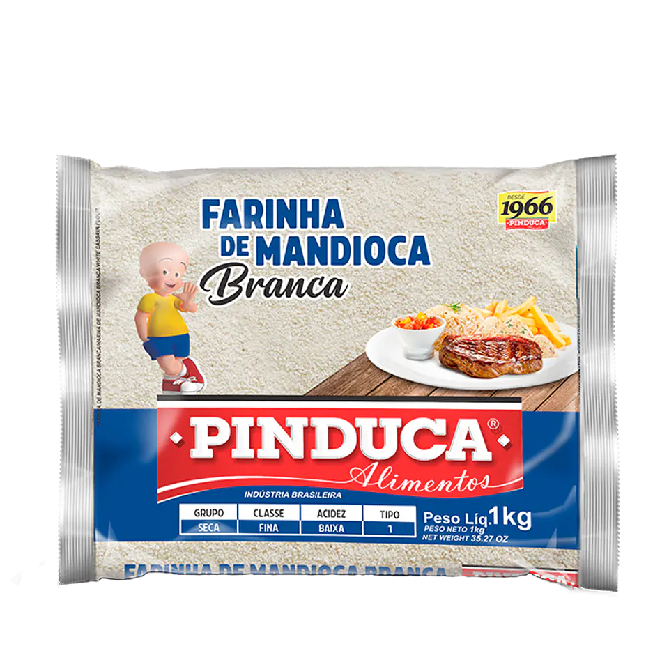 Farinha de Mandioca Branca Grossa - Pinduca 1kg 1