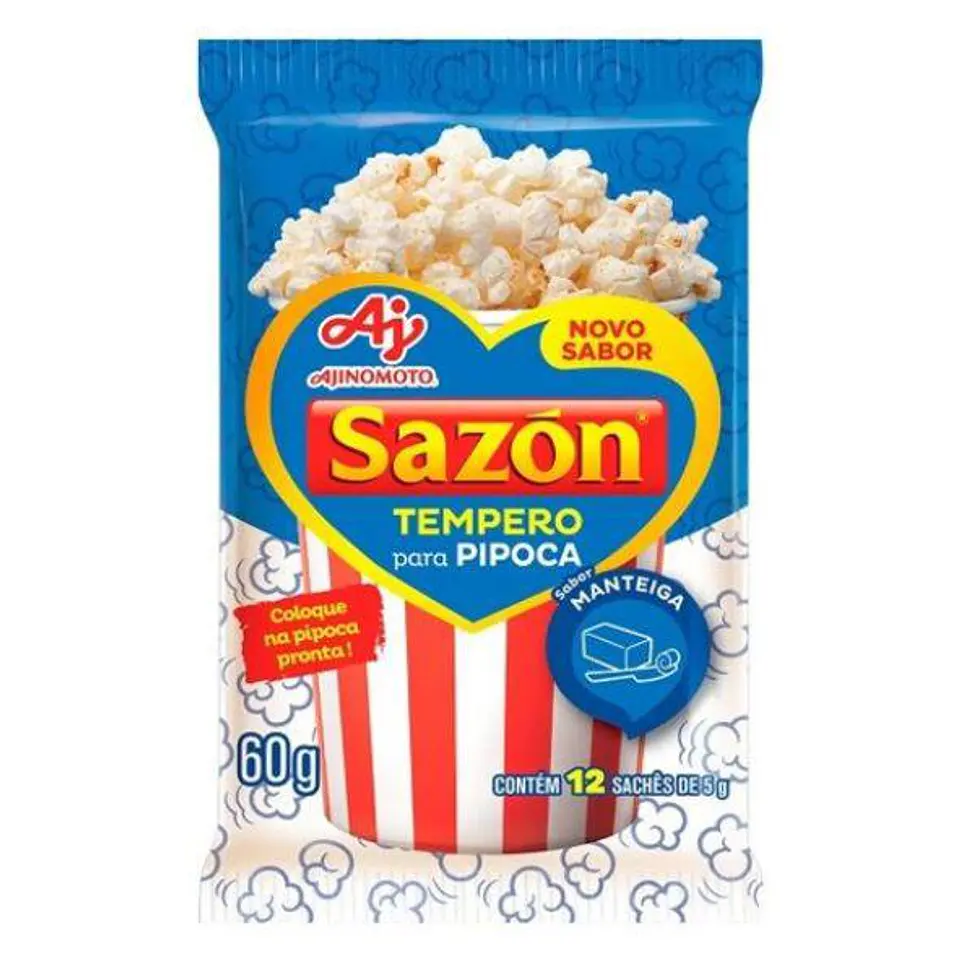 Tempero para Pipoca sabor Manteiga - Sazon 60g 1