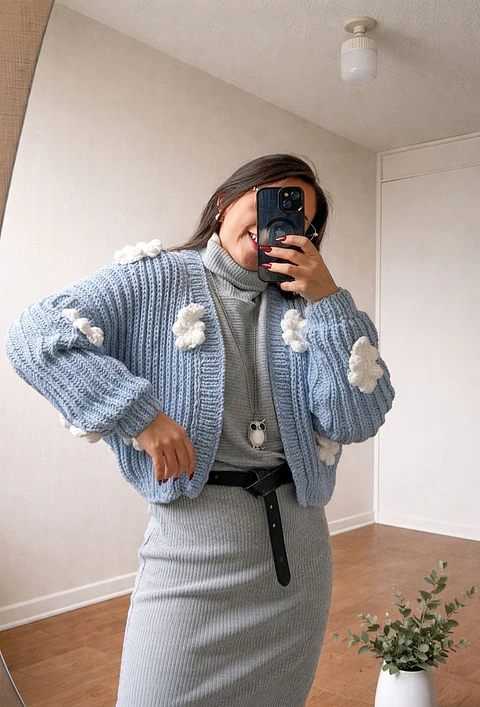Cardigans Cielo Celeste - 100% Hecho a mano