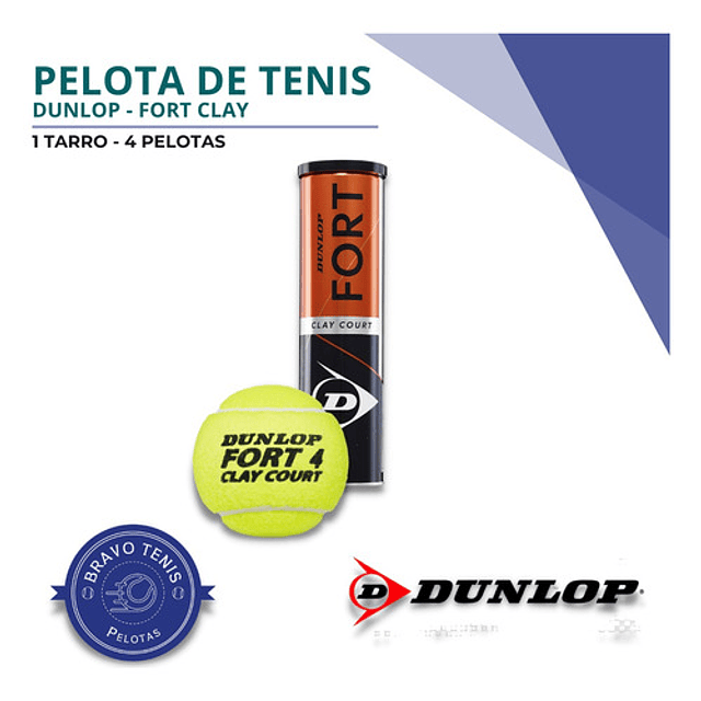1 Tarro De Pelota De Tenis Dunlop - Fort Clay Court X4