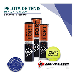 3 Tarros De Pelota De Tenis Dunlop - Fort Clay Court X4