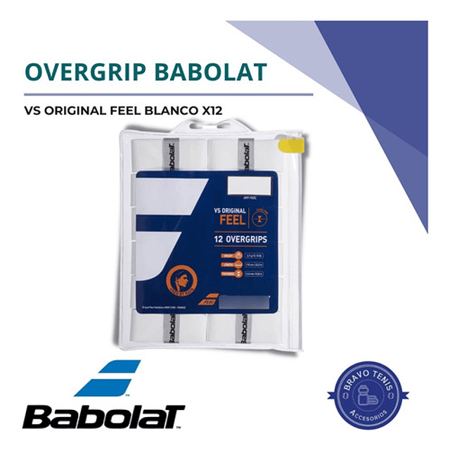 Overgrip Babolat -  Vs Original Feel X12 Blanco