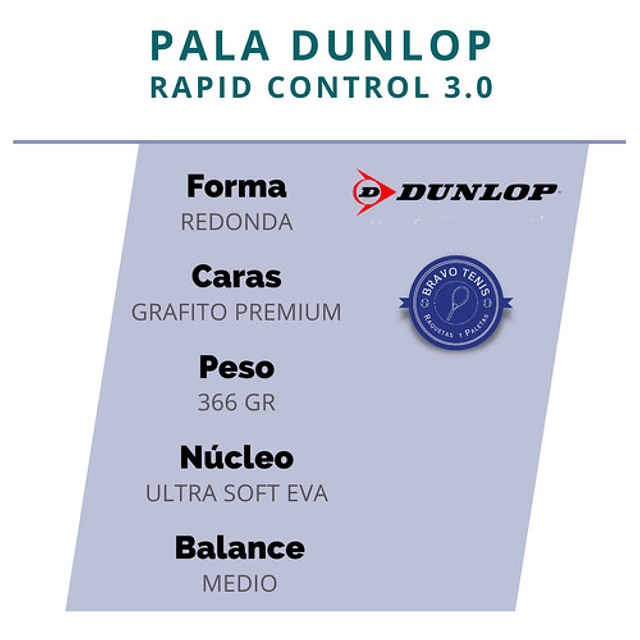 Pala De Pádel Dunlop - Rapid Control 3.0 2022