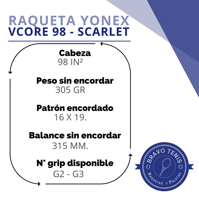 Raqueta Yonex - Vcore 98 Scarlet
