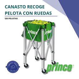 Canasto Recolector De Pelotas Tenis Prince - Verde con ruedas 120 pelotas