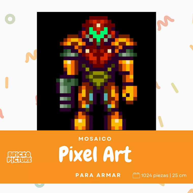Cuadro Samus Metroid - Para Armar - 25cm - 1024 piezas 2