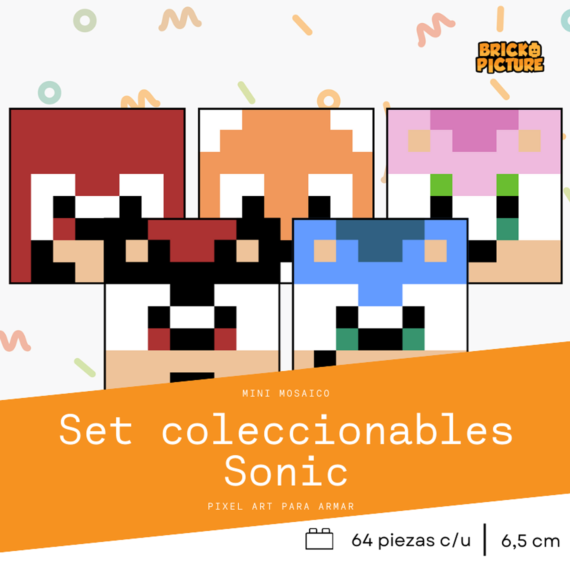 Colección Mini Mosaicos Sonic - 64 piezas - sticker o imanes 4