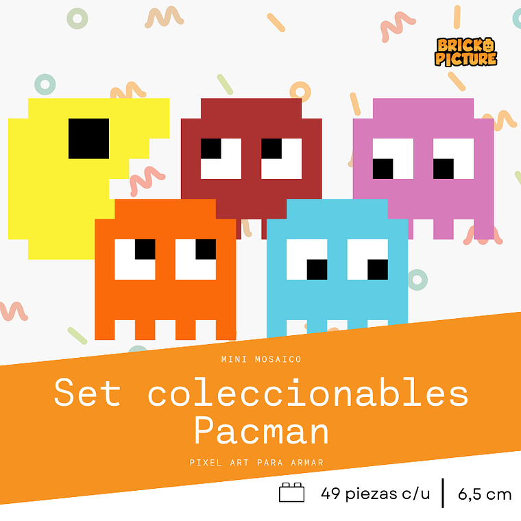 Colección Mini Mosaicos Pac-man - 49 piezas - sticker o imanes 6