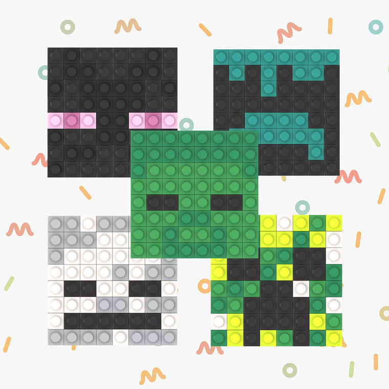 Colección Mini Mosaicos Minecraft Enemigos - 64 piezas - sticker o imanes 2
