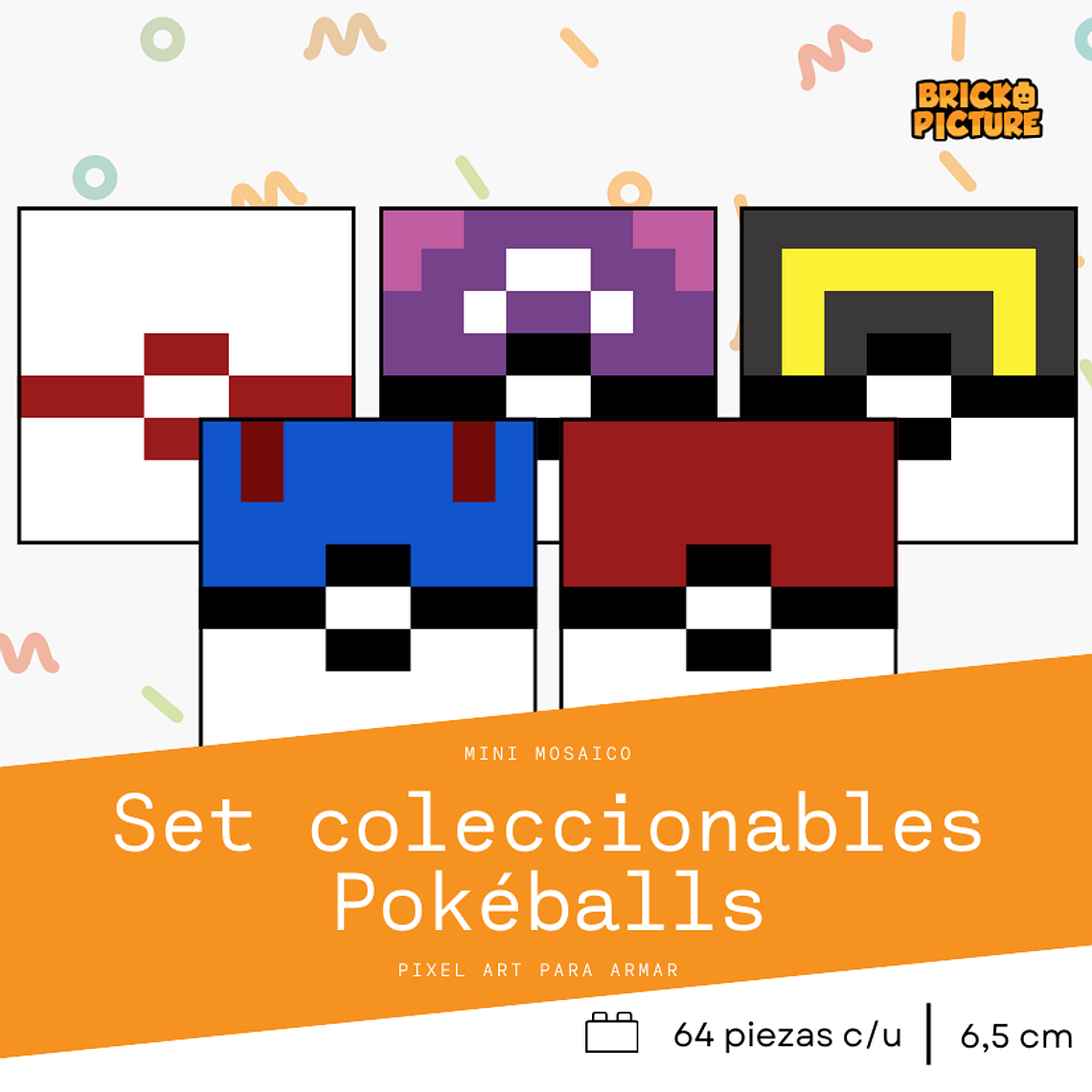 Colección Mini Mosaicos Pokéballs - 64 piezas - sticker o imanes 11