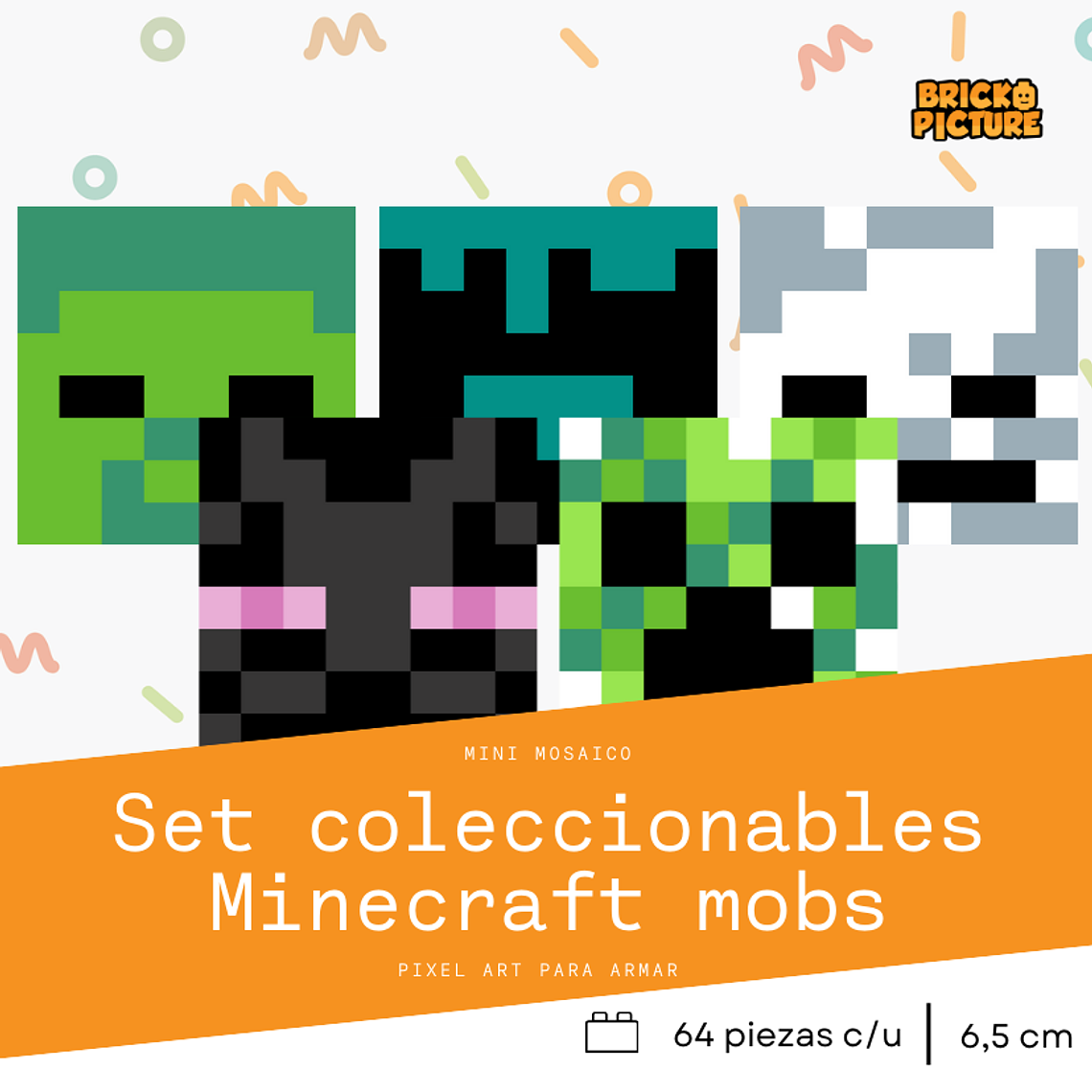 Colección Mini Mosaicos Minecraft Enemigos - 64 piezas - sticker o imanes 4